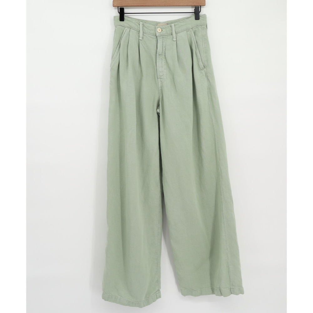 Mother Women's The Pouty Prep Heel Fast And Loose Cameo Green Wide Leg Pants 27